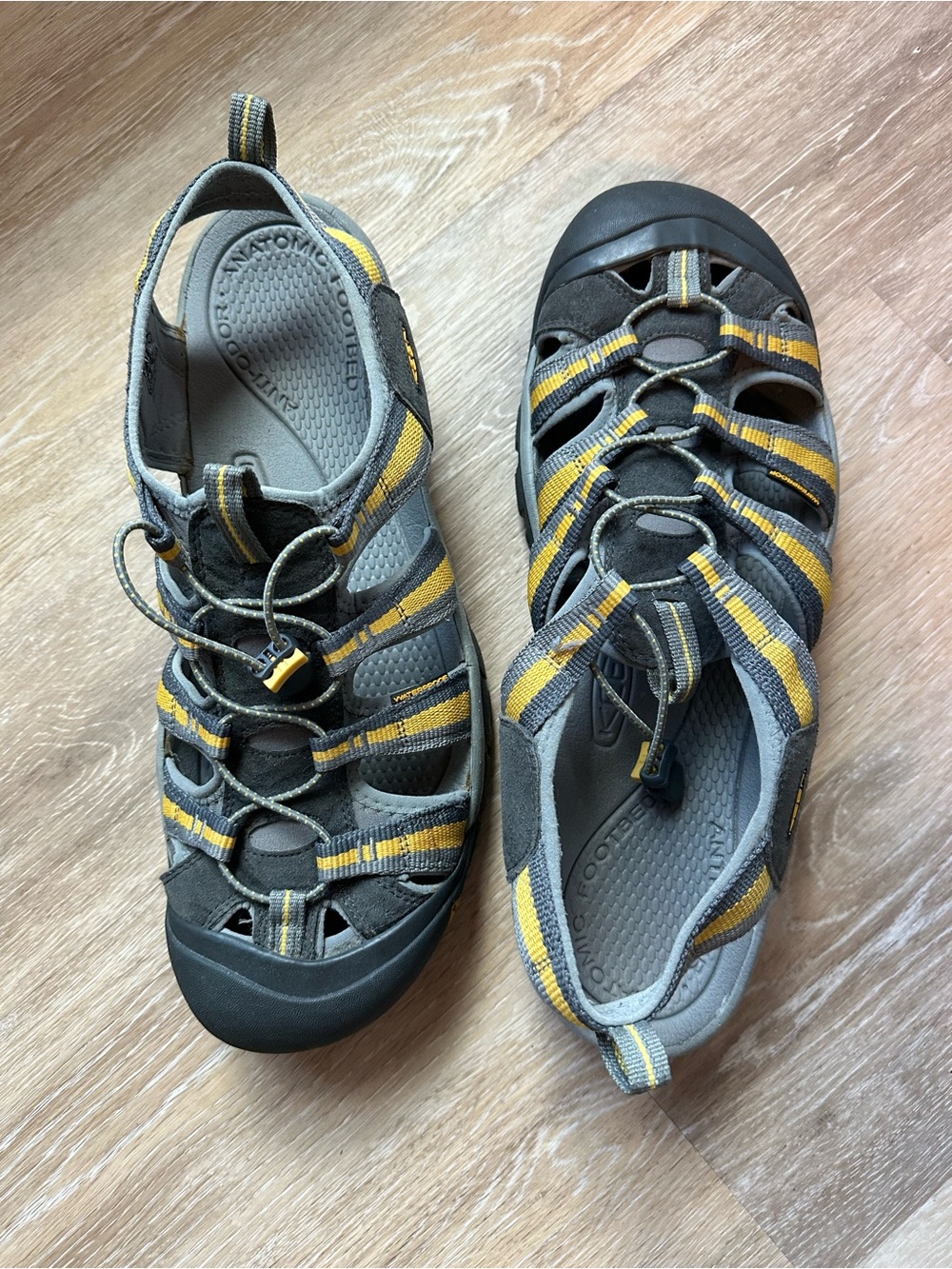 KEEN Closed-Toe Outdoor Sandals in Gray and Yellow